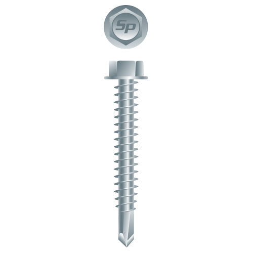 #12 Strong-Point Hex Washer Head 12-14 x 3, Zinc
