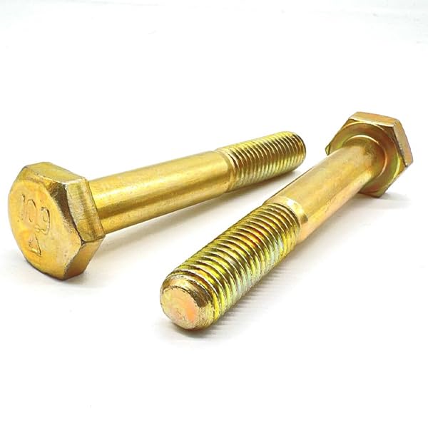 M8-1.25x35 Class 10.9 Hex Cap Screws Zinc Yellow