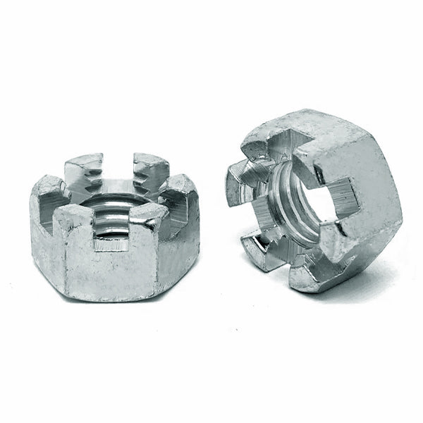 1/4"-20 Slotted Finished Hex Nuts Zinc Clear