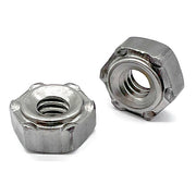 M10-1.5 6 Prong Long Pilot Hex Weld Nuts