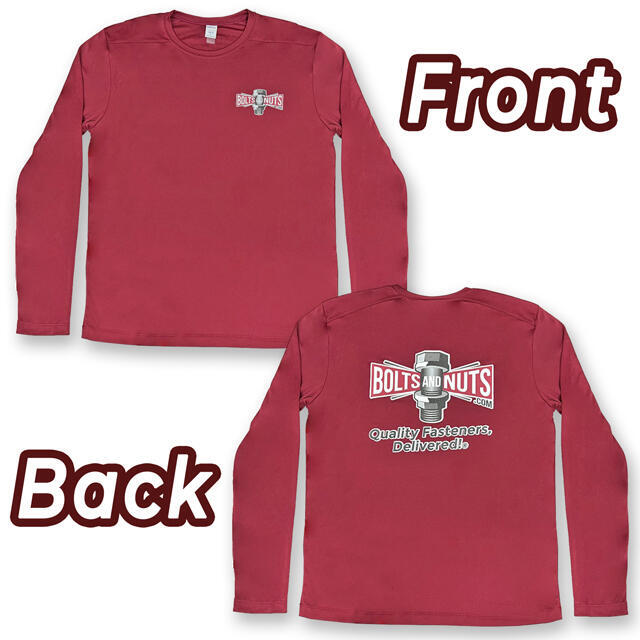 Red BoltsandNuts.com Logo Long Sleeve Tee