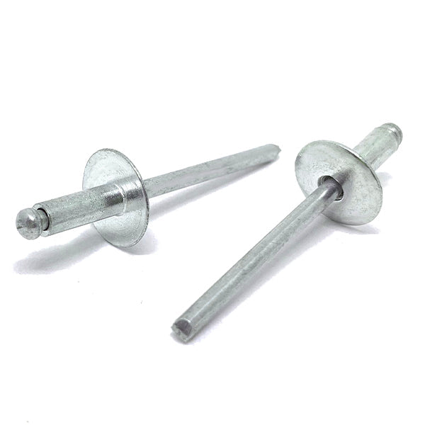 1/8" Dia 3/16"-1/8" (44)  Grip - Oversized Head Blind Rivets Steel/Steel Mandrel Zinc