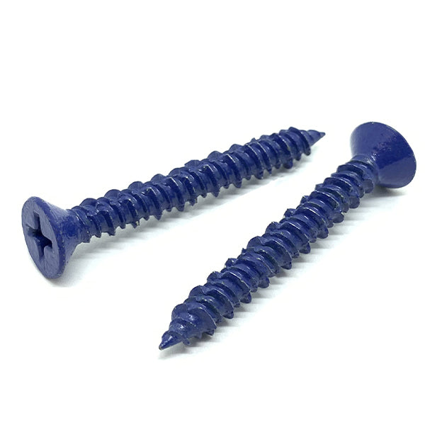 1/4x6" Phillips Flat Head Concrete Screws Piercing Point Blue Finish