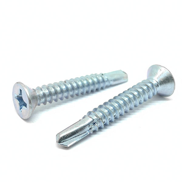 #8x1-1/4" Phillips Flat Head #2 Point Self Drilling Sheet Metal Screws Zinc