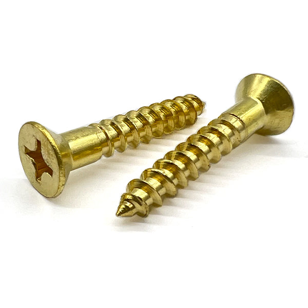 #10x3/4" Phillips Flat Head Wood Screws Brass