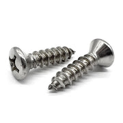#10-12x1" 316 Stainless Steel Phillips Oval Head Type A Self Tapping Screws