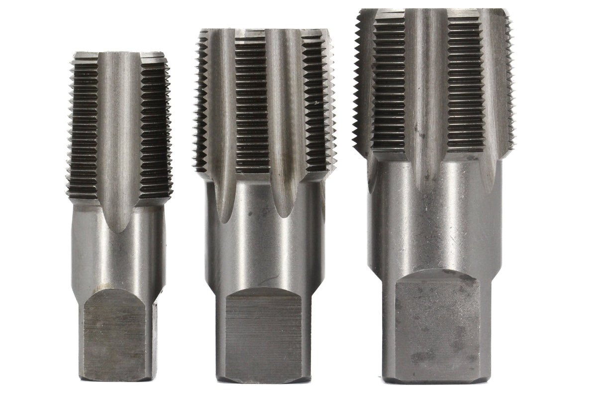 3 Piece Carbon Steel NPT Pipe Tap Set (1" 1-1/4" and 1-1/2")