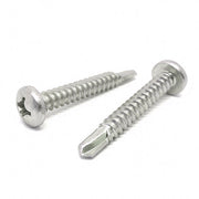#12x1-1/4" Stainless Steel Phillips Pan Head #3 Point Self Drilling Screws