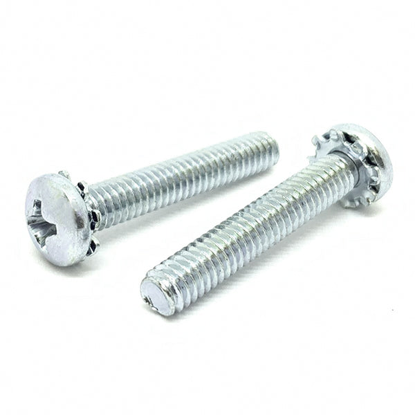 #6-32x3/8" External Tooth Sems Phillips Pan Head Machine Screws Zinc