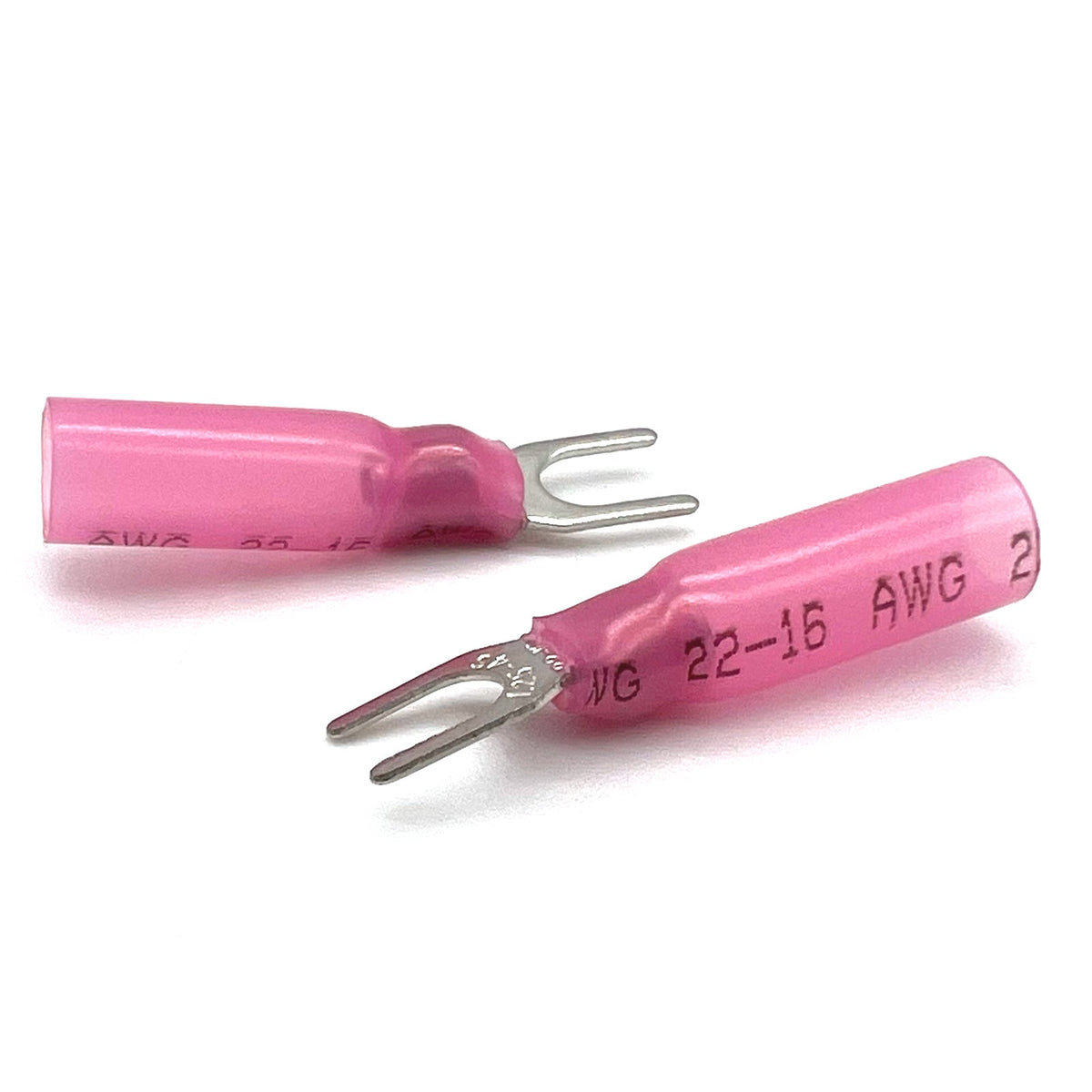 Red Heat Shrink Marine Grade #10 U-Type Fork Connectors, AWG 22-16