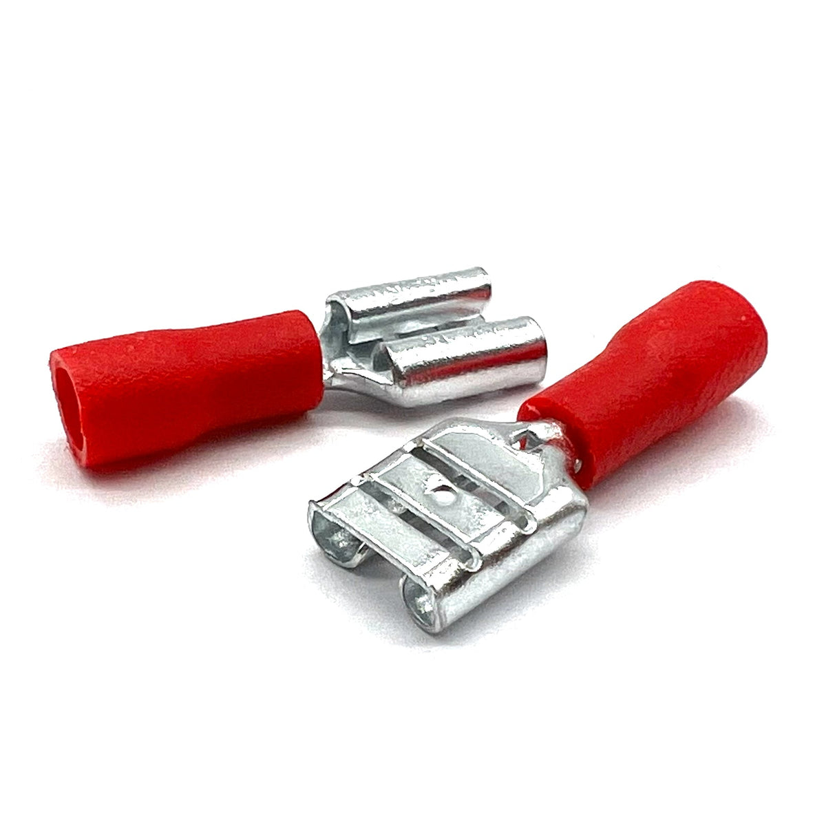Red PVC/Vinyl Female Spade Crimp Connector, AWG 22-16