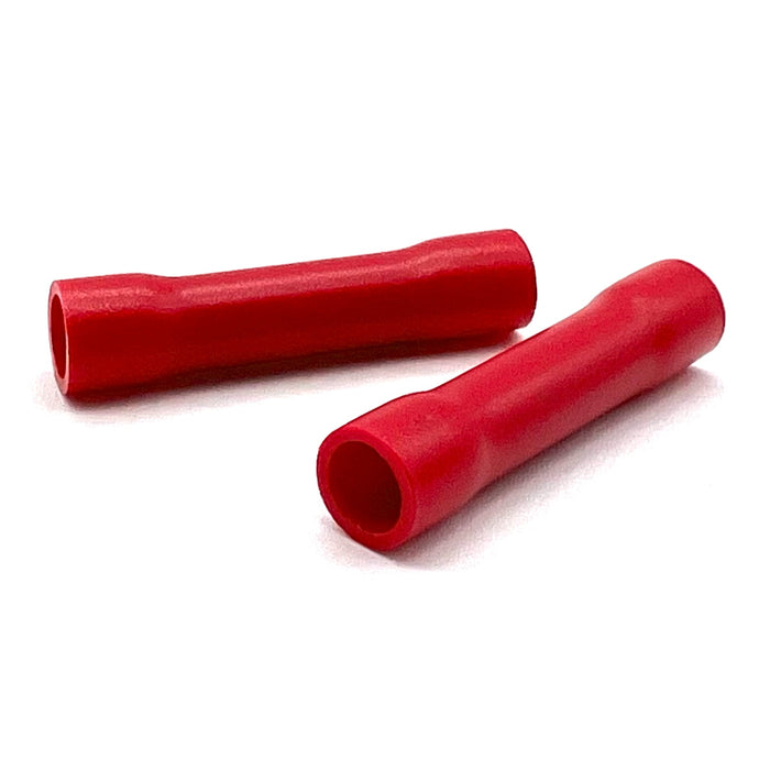 Red PVC/Vinyl Butt Splice Crimp Connector, AWG 22-16