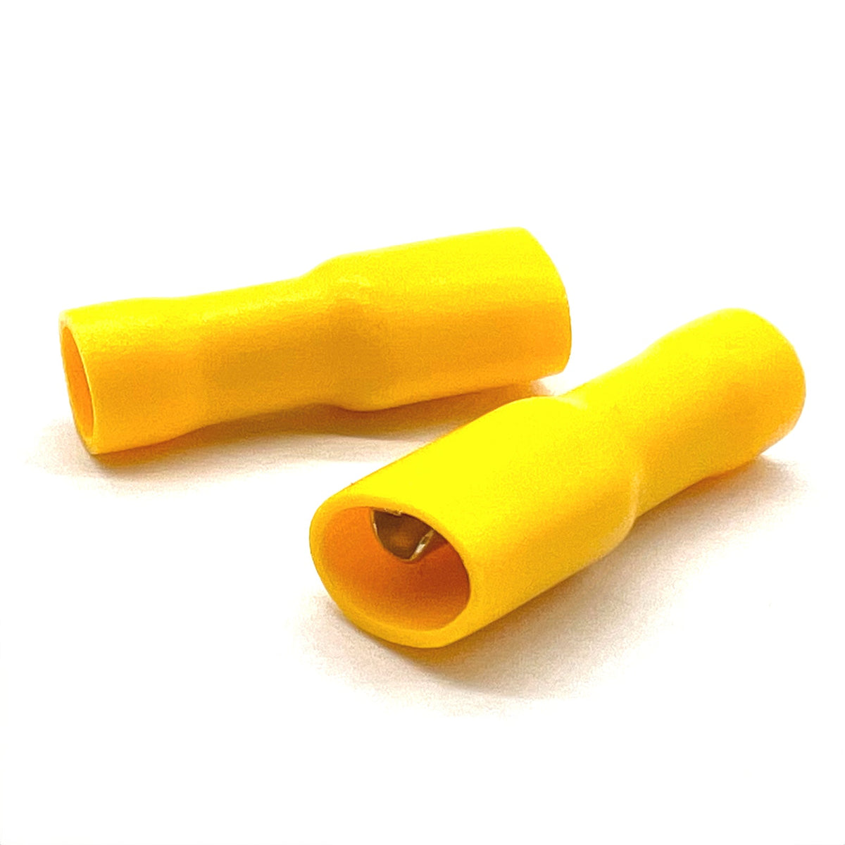 Yellow PVC/Vinyl Female Spade Fully Insulated Crimp Connector, AWG 12-10