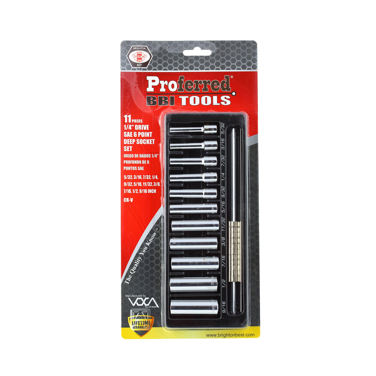 11 Piece Proferred 6 Point Deep Standard Inch Socket Set (1/4" Drive