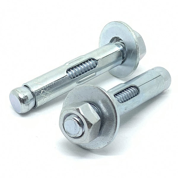 3/4-10x6-1/4" Sleeve Anchor w/ Hex Nuts & Washers Zinc Clear Steel