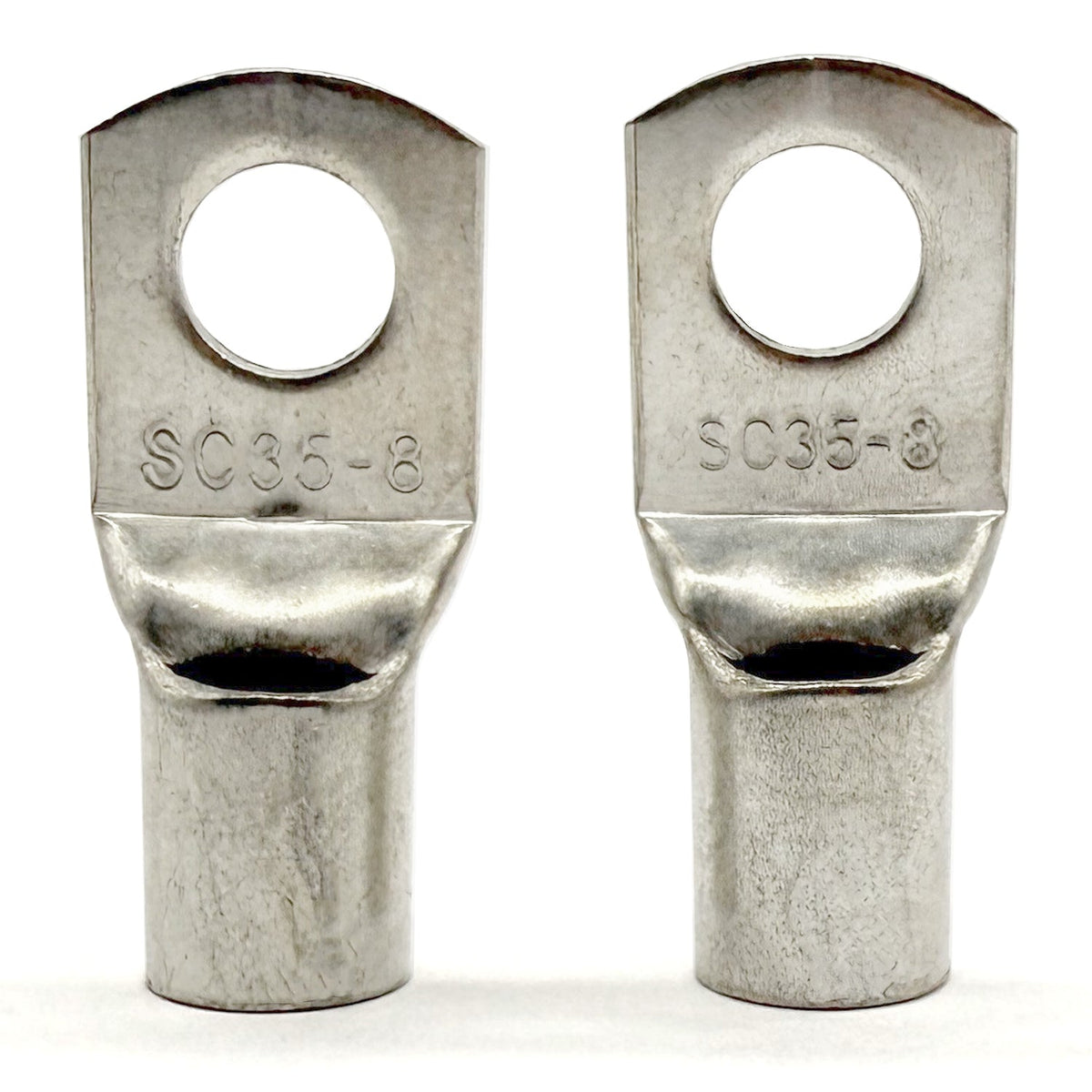 Copper Tin Lug Terminal 2AWG, M8 (3/8") Hole, SC35-8