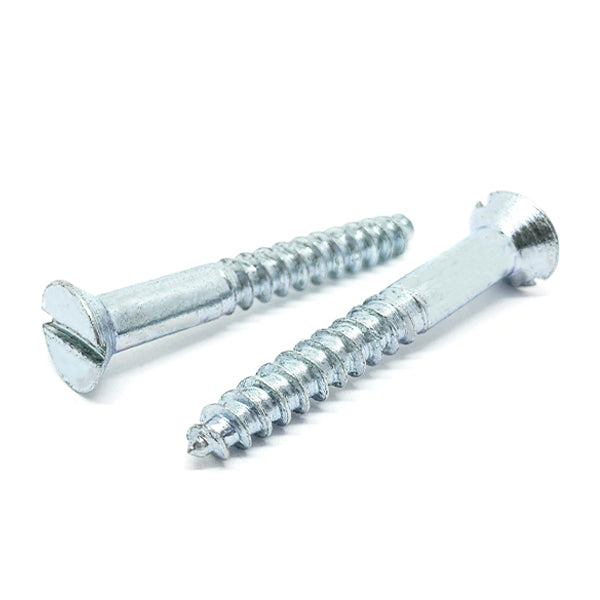 #10x3-1/2" Slotted Flat Head Wood Screws Zinc Clear