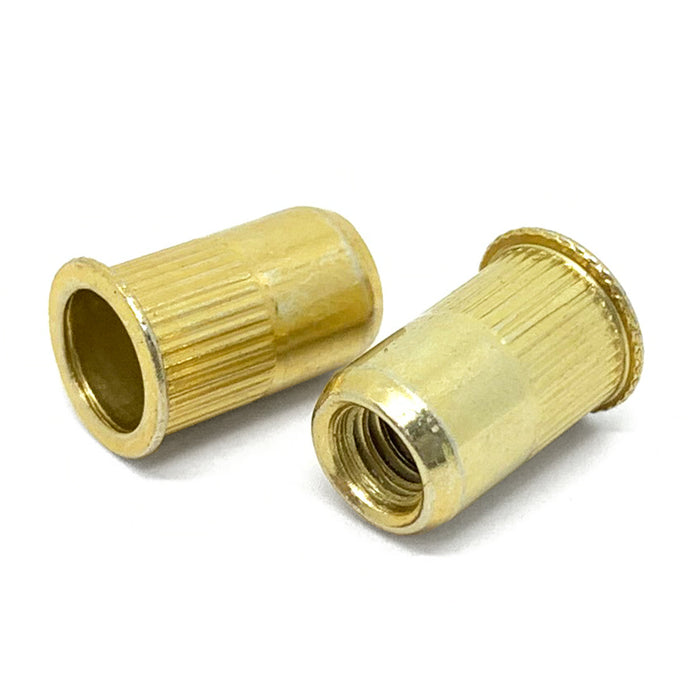 #10-24 L (.130-.225) Steel Small Flange Knurled Body Rivet Nut Zinc Yellow