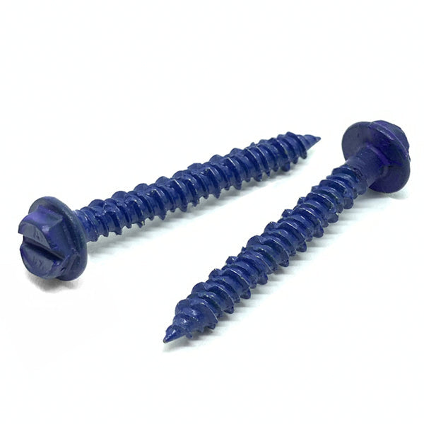 3/16x2-3/4" Hex Washer Head Concrete Screws Piercing Point Blue Finish