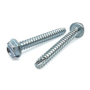 #6-20x5/8" Slotted Indent Hex Washer Head Type BT Thread Cutting Screws Zinc Clear