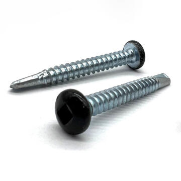 #10x1/2" Pan Head Square Drive #3 Point Self-Drilling TEKS Screw Black Painted Head Zinc