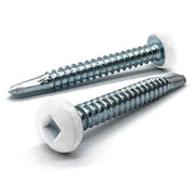 #8x1-1/2" Pan Head Square Drive #2 Point Self-Drilling TEKS Screw White Painted Head Zinc