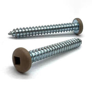 #8x1-1/2" Pan Head Square Drive Type AB Sheet Metal Screw Tan Painted Head Zinc