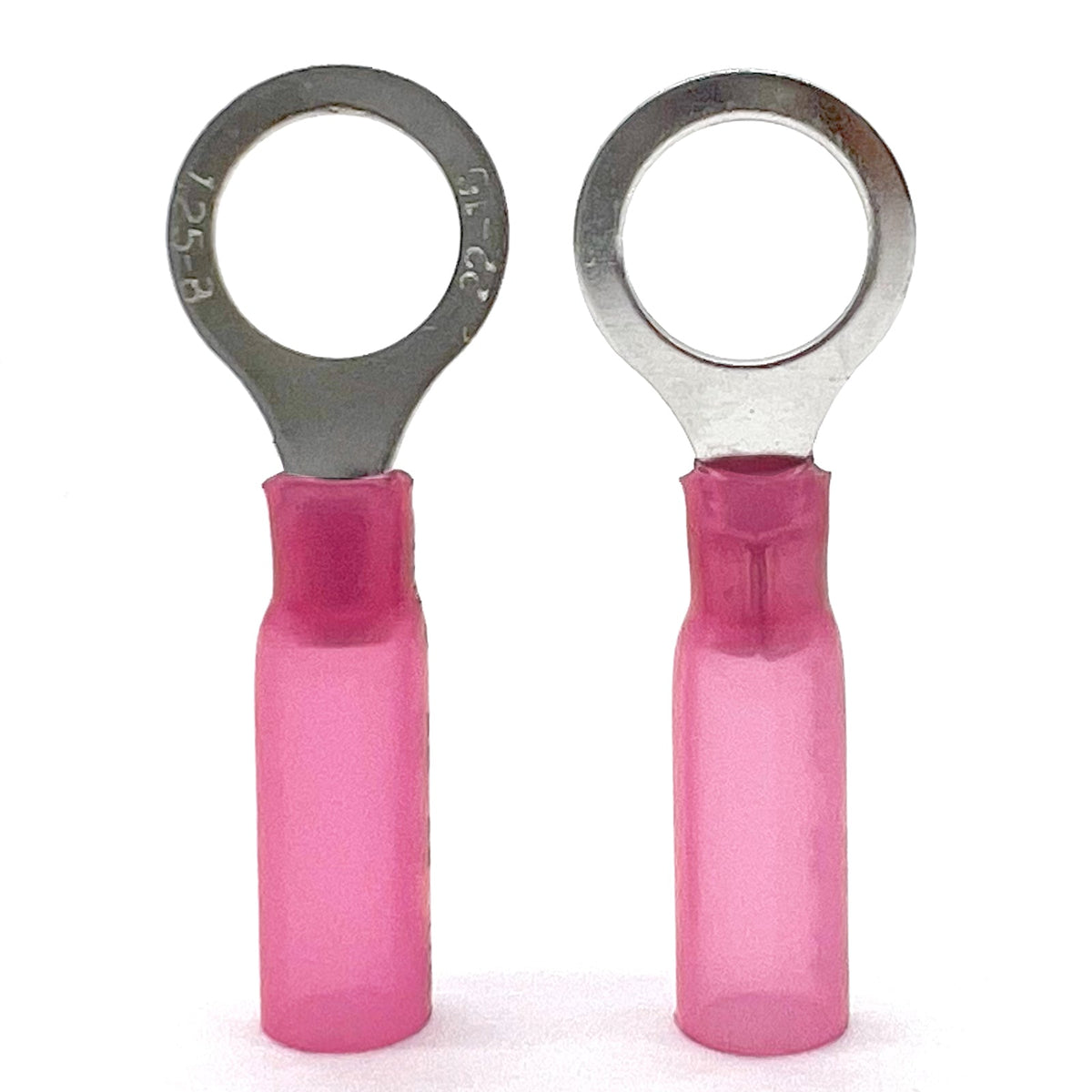 Red Heat Shrink Marine Grade 1/4" Diameter Ring Connectors, AWG 22-16
