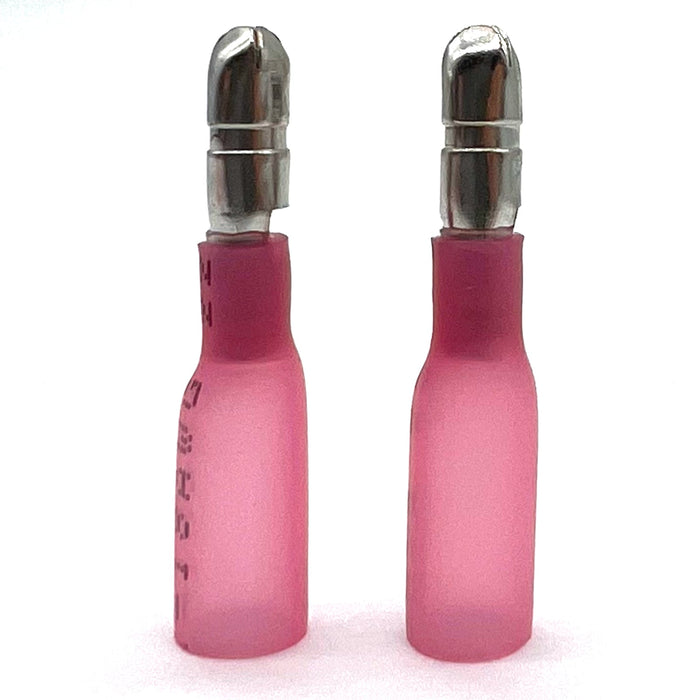 Red Heat Shrink Marine Grade Male Bullet Connectors, AWG 22-18
