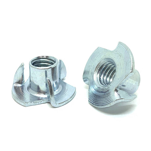 1/4"-20x5/16" Steel 3 Prong T Nuts Zinc Clear