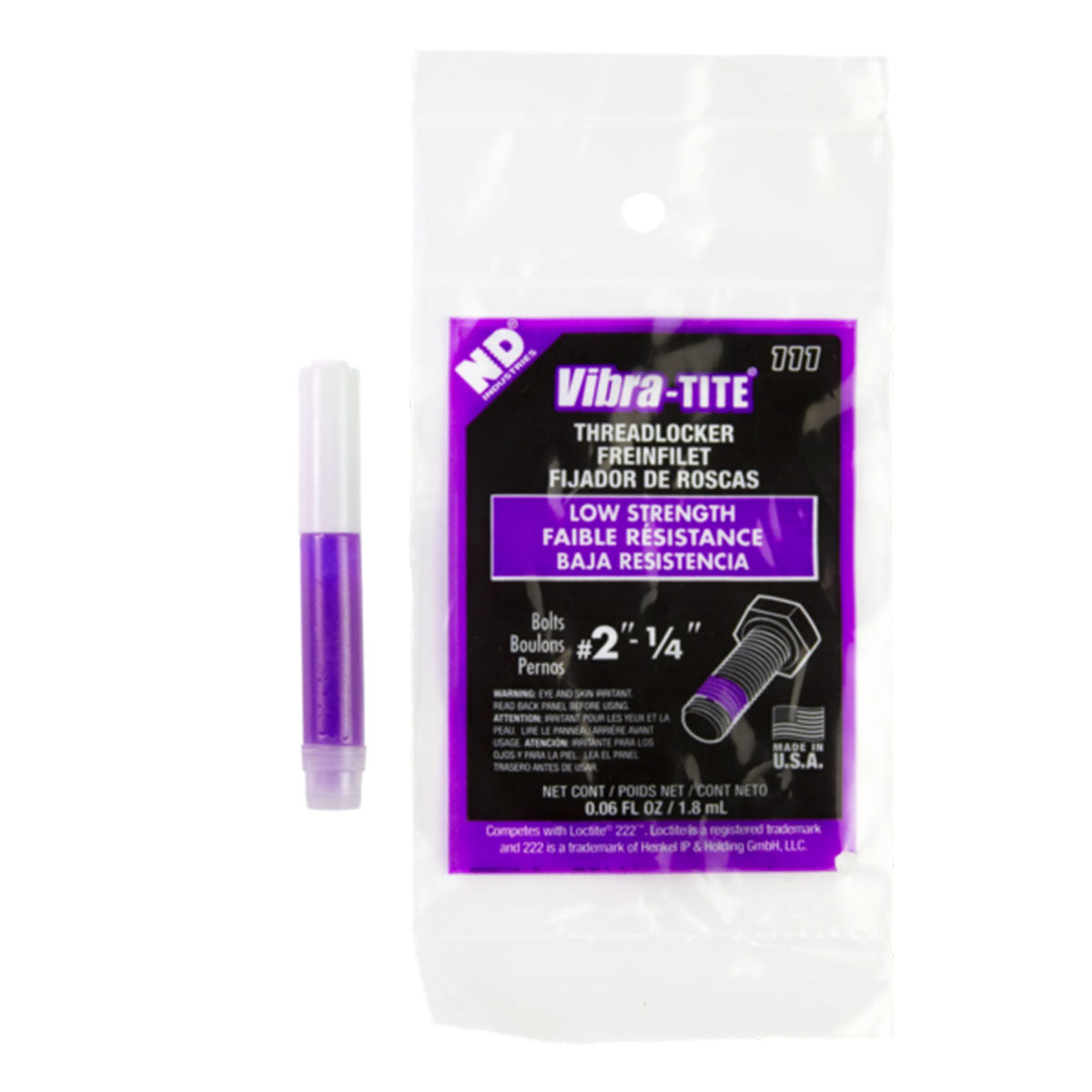 Vibra-Tite 111, Low Strength Threadlocker, 1.8ml Bullet Tube