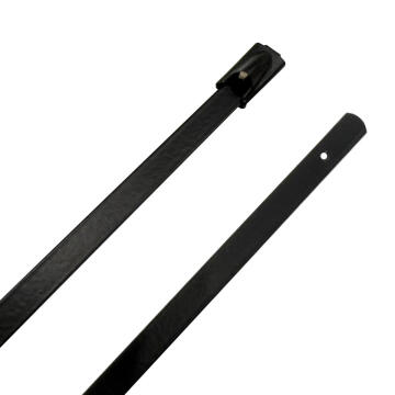 14.1" 150lb 316 Stainless Steel Zip Cable Tie Black Polyester Coated