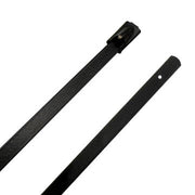 18" 150lb 316 Stainless Steel Zip Cable Tie Black Polyester Coated