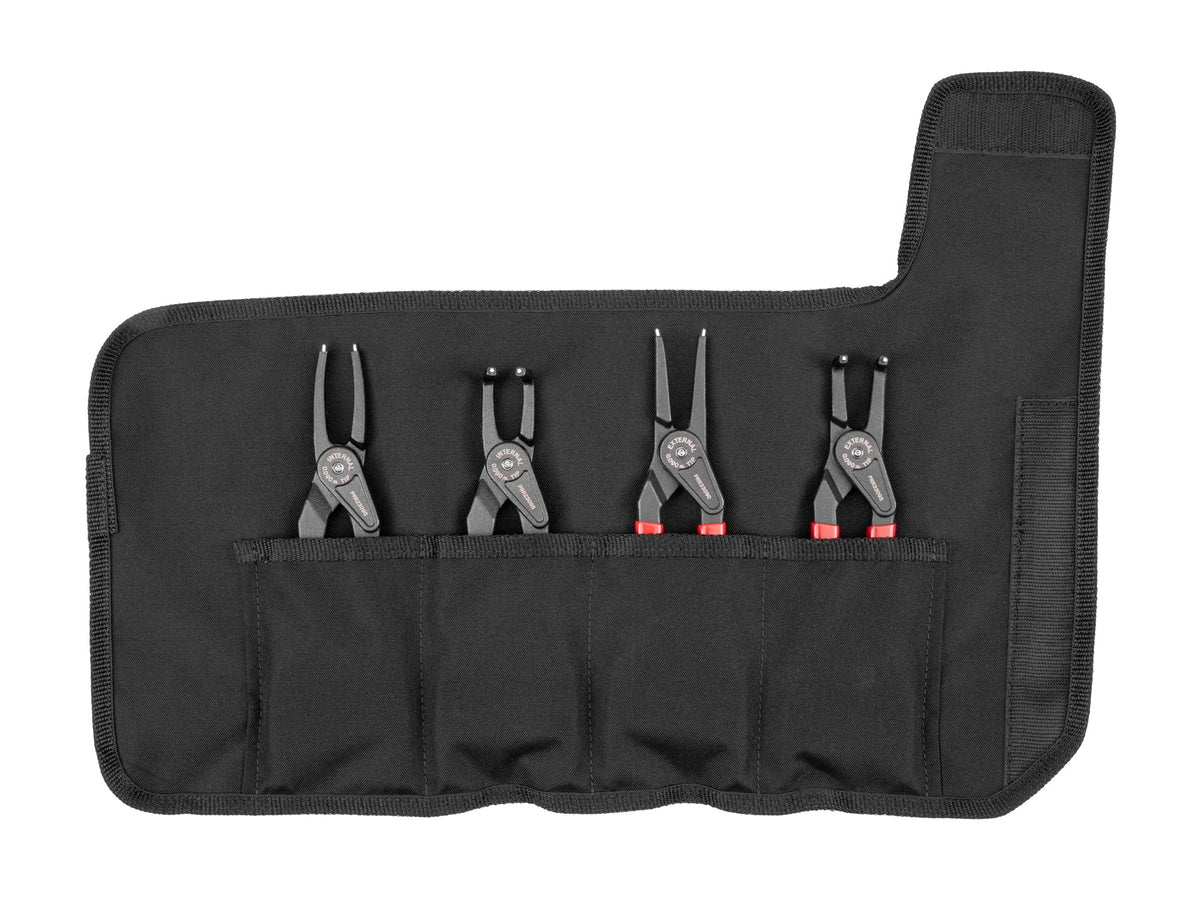 9 Inch Internal and External Retaining Ring Pliers Set with Roll, 4-Piece (0.090 in. Tips)
