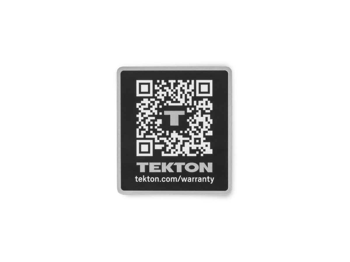Tekton Warranty QR Code Sticker, Matte Black (2.1 x 2.3 in.)