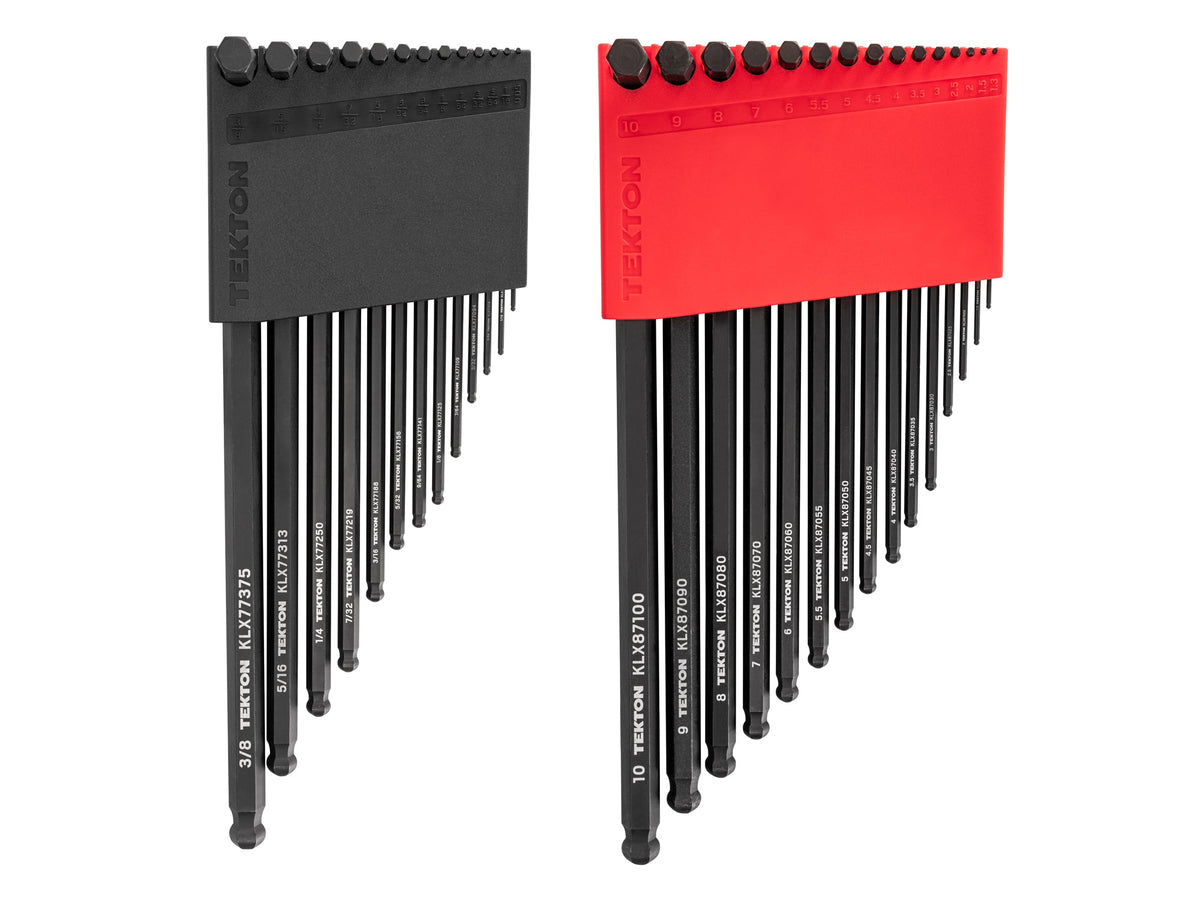 Short Arm Ball End Hex L-Key Set with Holders, 28-Piece (0.050 - 3/8 in., 1.3 - 10 mm)