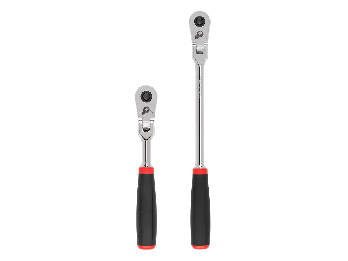 3/8 Inch Drive Flex Head Quick-Release Comfort Grip Ratchet Set, 2-Piece (8, 12 in.)