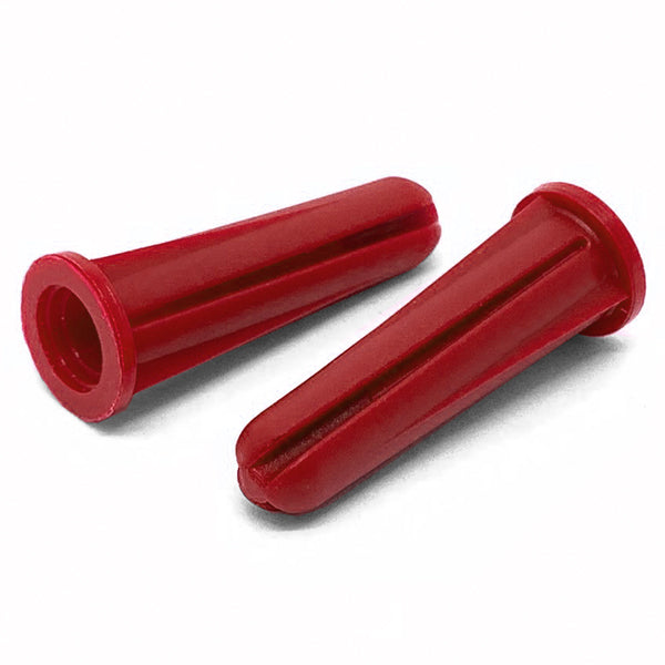 #10 #12 x 1" Conical Plastic Drywall Anchor Red