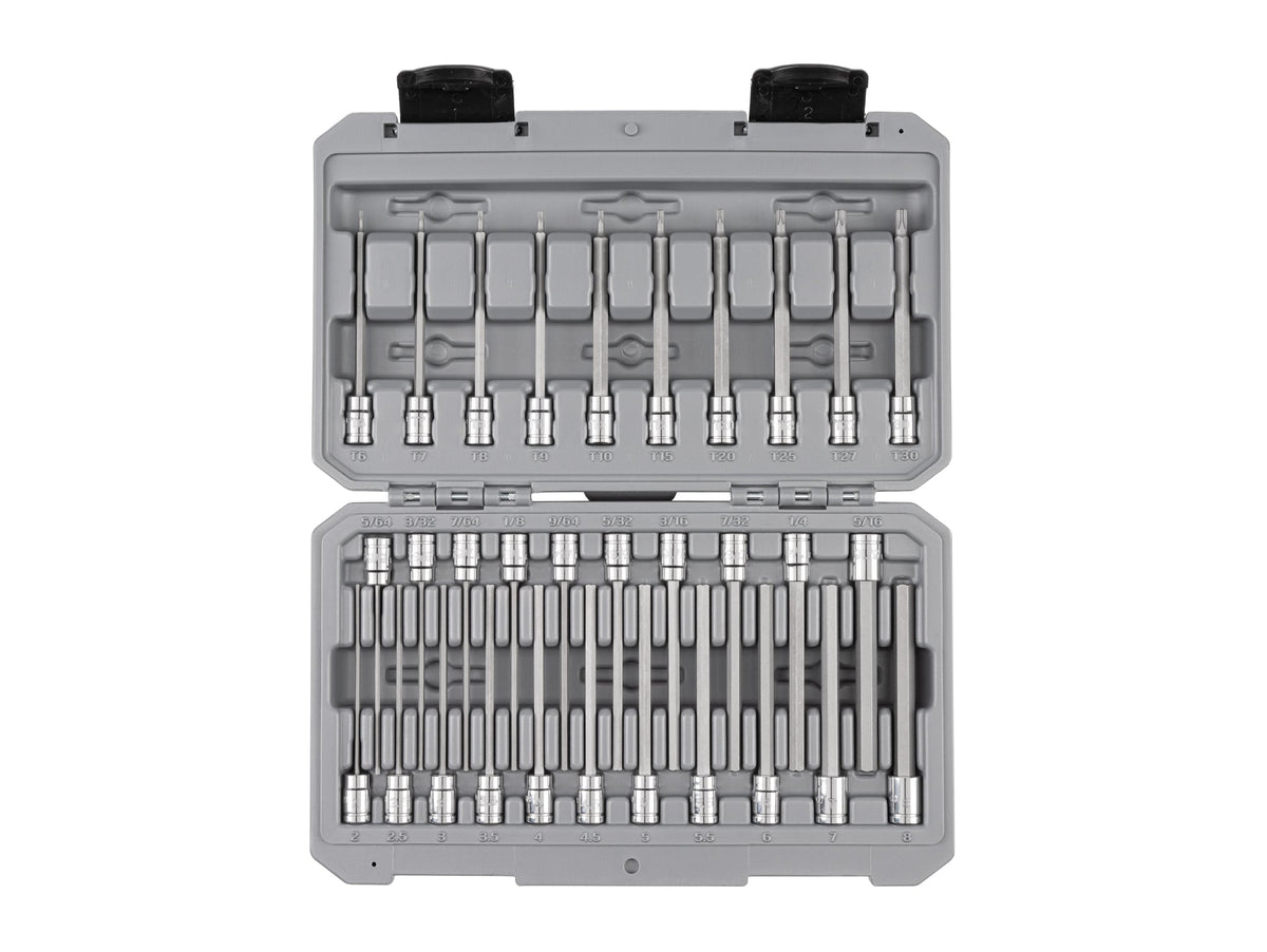 1/4 Inch Drive Long Hex and Torx Bit Socket Set with Case, 31-Piece (5/64 - 5/16 in., 2 - 8 mm, T6 - T30)