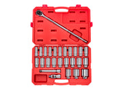 3/4 Inch Drive Deep 6-Point Socket and Ratchet Set with Case, 26-Piece (19 - 50 mm)