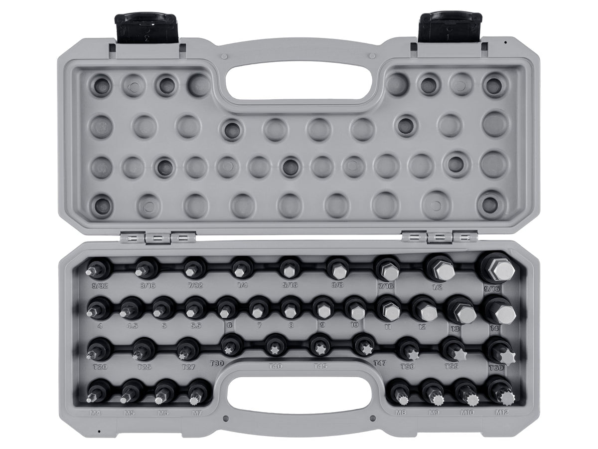3/8 Inch Drive Hex, Torx, Triple Square Impact Bit Socket Set with Case (40-Piece)