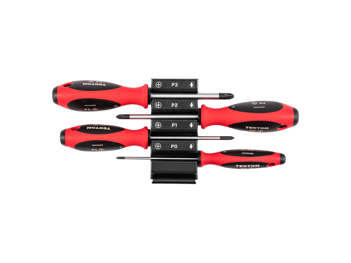Phillips Screwdriver Set with Modular Organizers - 4 Inch Shanks, 4-Piece (#0 - #3)