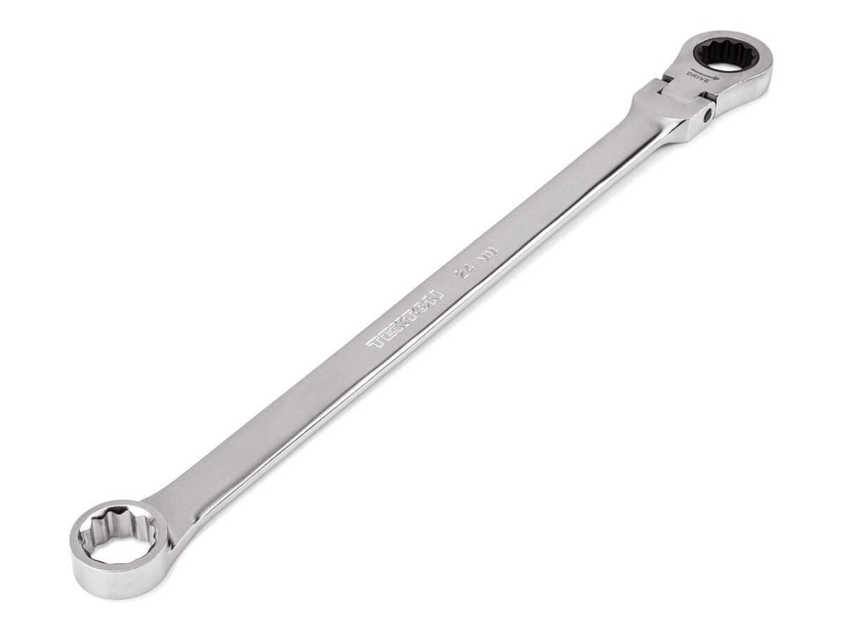 24 mm Long Fixed/Flex Head 12-Point Ratcheting Box End Wrench