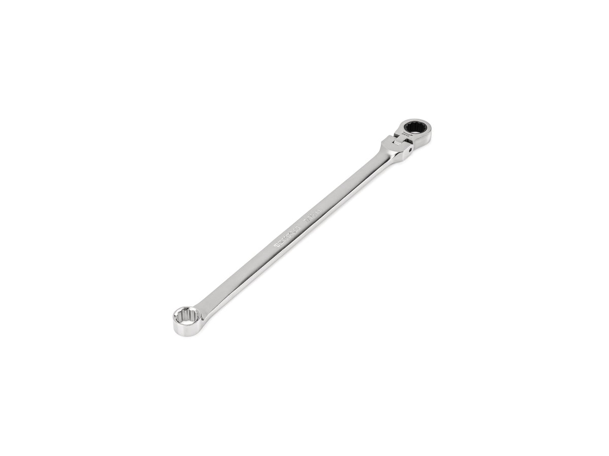 7/16 Inch Long Fixed/Flex Head 12-Point Ratcheting Box End Wrench