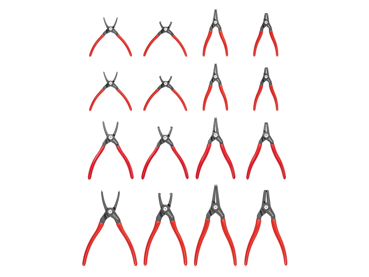 5, 7, 9 Inch Internal and External Retaining Ring Pliers Set, 16-Piece (0.037, 0.047, 0.070, 0.090 in. Tips)