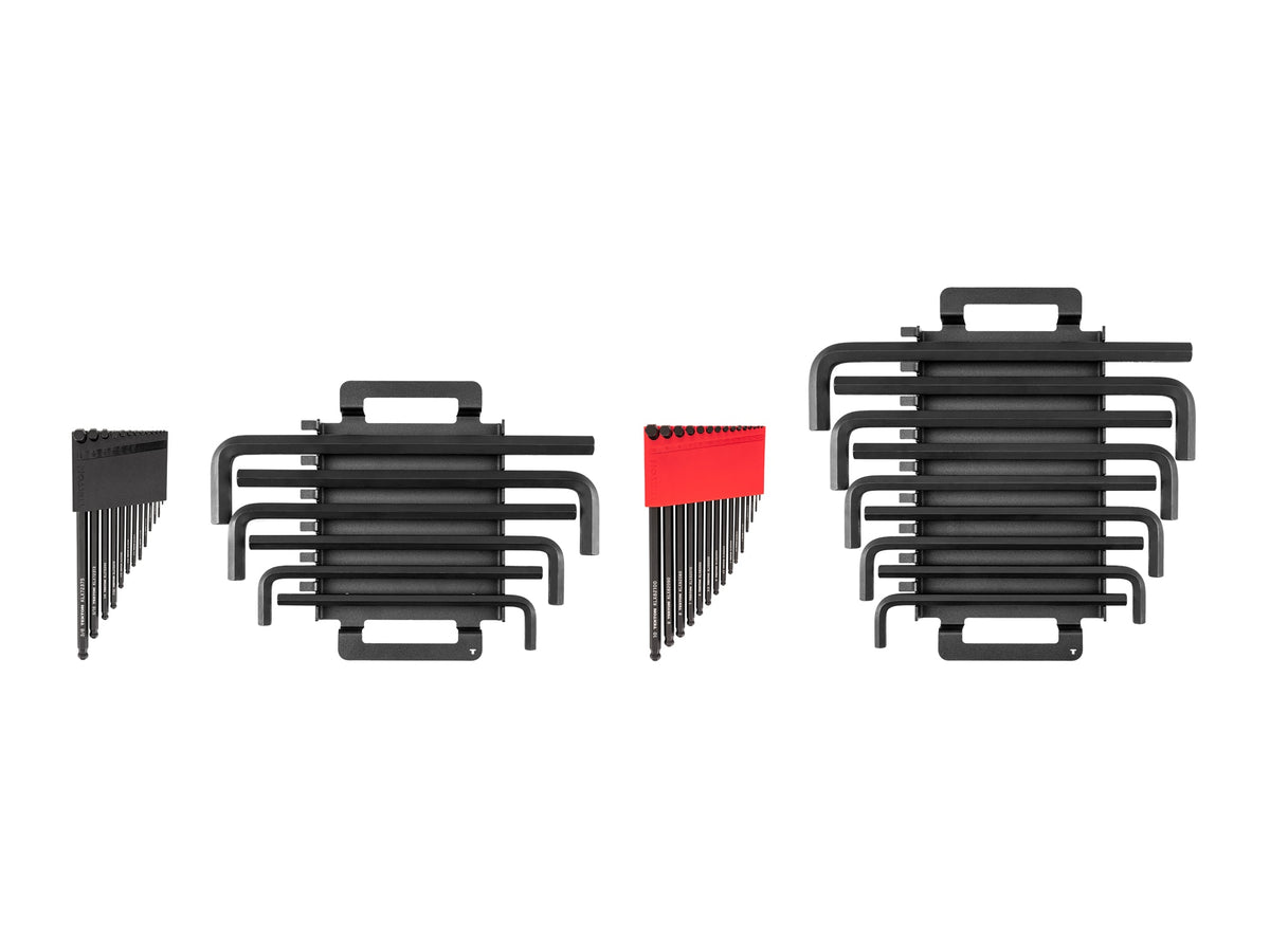 Ball End and Flat End Hex L-Key Set with Holders and Racks, 43-Piece (0.050 - 3/4 in., 1.3 - 19 mm)