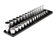 3/8 Inch Drive Shallow and Deep 6-Point Socket Set with Rails and Tray, 30-Piece (1/4 - 1 in.)