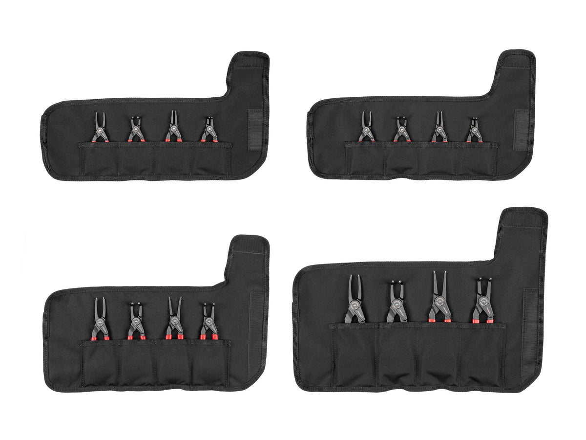5, 7, 9 Inch Internal and External Retaining Ring Pliers Set with Rolls, 16-Piece (0.037, 0.047, 0.070, 0.090 in. Tips)