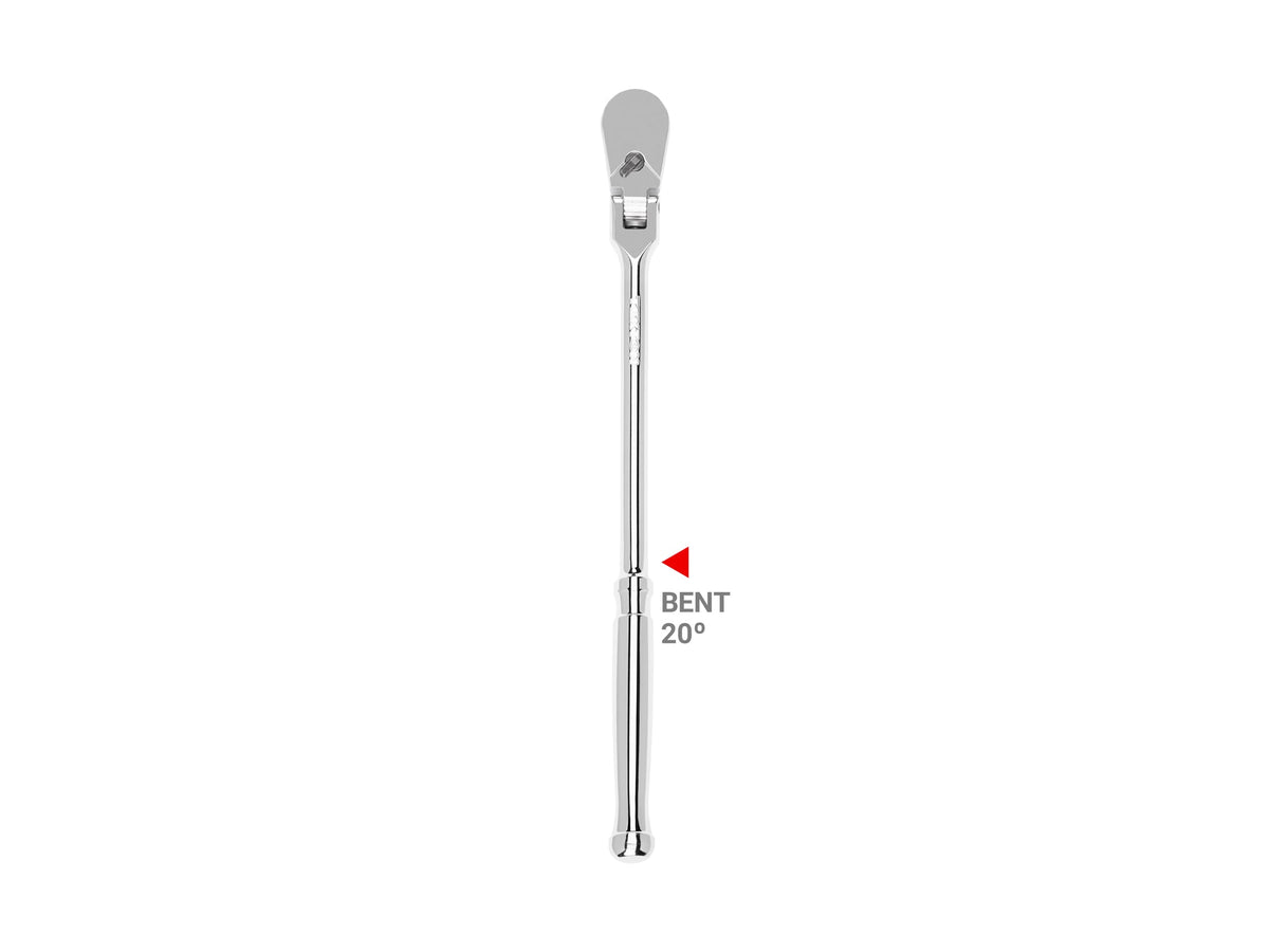3/8 Inch Drive x 12 Inch Flex Head Bent Handle Non-Quick-Release Long Ratchet