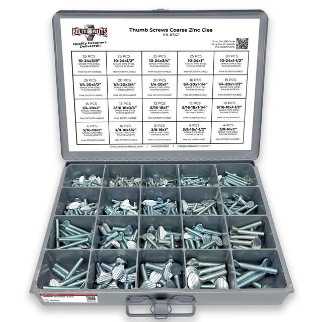 Spade Type Thumb Screws Zinc Clear Assortment - 325 PCS